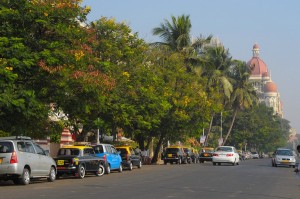 Spacerniak z hotelem Taj Mahal w tle